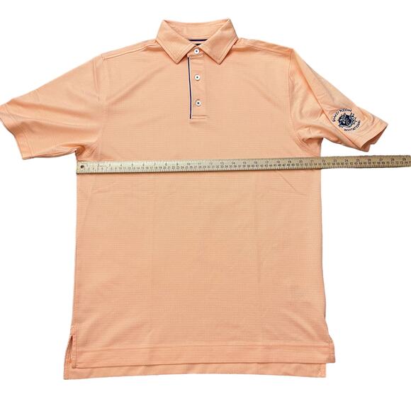 FootJoy Polo Men's Size M Stitched Logo on Sleeve Golf Shirt Peach Zig Zag Print - Picture 8 of 11